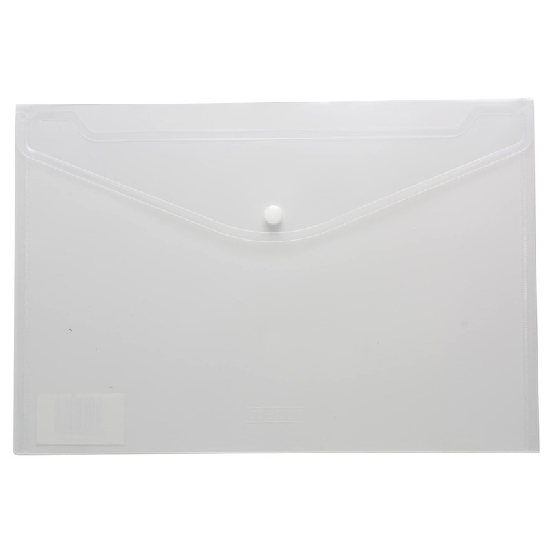 eco-eco A4 50% Recycled Clear Transparent Press Stud Popper Wallet,