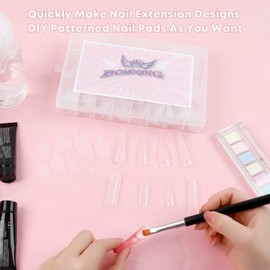 BOMOQING 384pcs Nail Dual Forms Kit for French Nails, Dual Nail Forms Molds for Poly Nail Gel Extension, 8 Styles 12 Sizes Scale for 192PCS Silicone Reusable Pads Stickers and 192PCS Nail Forms