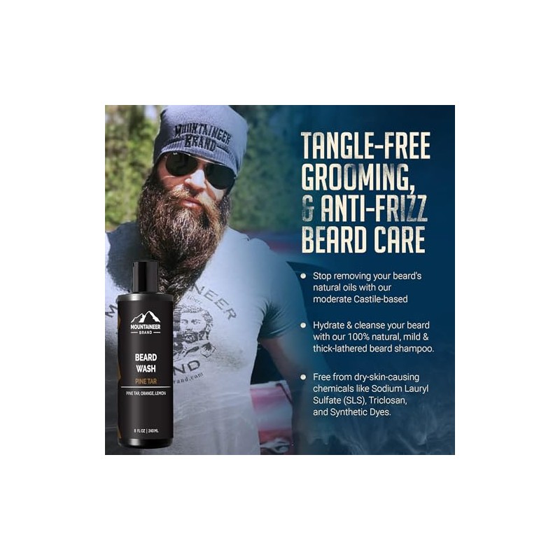 Mountaineer Brand 100% Natural WV Pine Tar Beard Wash (8