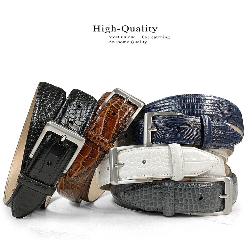 Grove Genuine Italian Leather Dress Belt-Alligator Black-40-Black