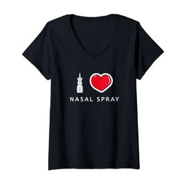 Womens I love nasal spray allergy flu sniffles V-Neck T-Shirt