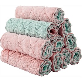 10 Pack Kitchen Cloth, Microfiber Dish Towels Washcloths, Super Absorbent Coral Velvet Dishtowels, Premium Cleaning Cloths,Non-Stick Oil Quick Dry DishTowels, Soft Tea Towels, Table Cleaning Cloths.