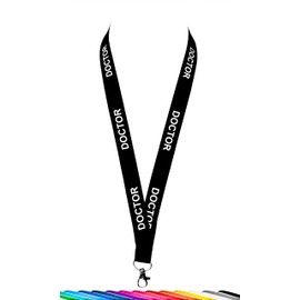 Doctor Printed Lanyard Neck Strap with Metal Clip, Plastic Safety Breakaway, Black by Rolseley® ltd
