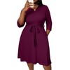 FANDEE Midi Dresses for Women Dark Red A-Line Plus Size