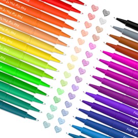 Lelix 30 Colors Felt Tip Pens, Medium Point Assorted Markers Pens For Journaling, Writing, Note Taking, Planner Coloring, Perfect for Art Office and School Supplies