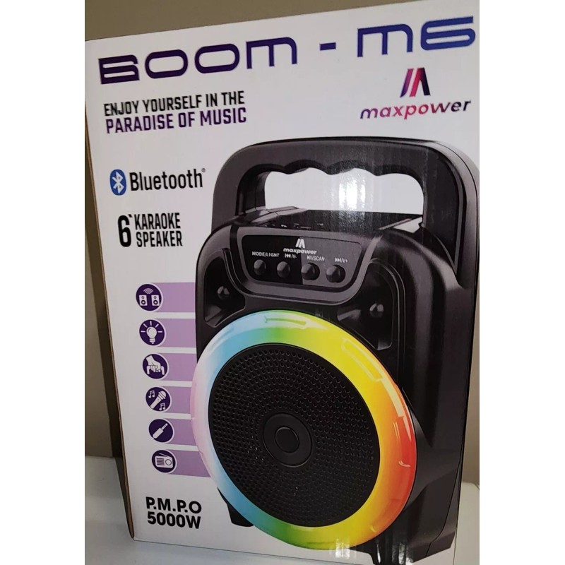 Maxpower BOOM M6 6" Portable Karaoke speaker with LED lights