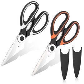 2Pcs Kitchen Shears, Kitchen Scissors for Food Heavy Duty, Utility Sharp Ciseaux Cuisine, Stainless Steel Kitchen Food Scissors for Chicken/Poultry/Meat/Fish/Vegetable/Pizza Multi-Function