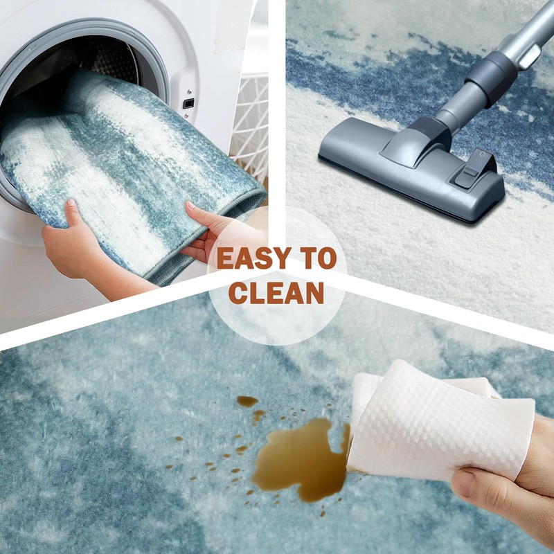 Nafell 2x6 Bedroom Runner Rug-Blue Modern Abstract Washable Kitchen Rug,