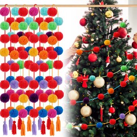 59 ft Yarn Pom Pom Garland Tassel Garland Wool Ball Garland Rainbow Hanging Garland Fiesta Party Decor for Home Wedding Birthday Party Decorations