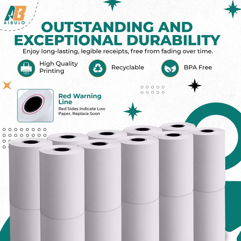 40 Pcs Aibulo Thermal Till Rolls 57x40mm for Credit Card
