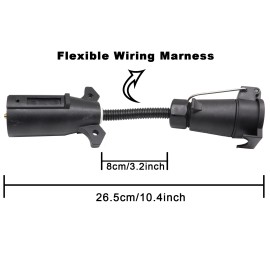 XUKEY 7 Pin Round to 7Way Blade Trailer Adaptor US Type Universal for Most RV Trailers