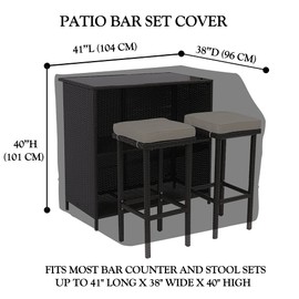 Cozzka 41 Inch Outdoor Patio Bar Set Cover Heavy Duty Waterproof Patio Furniture Tall Wicker Bar Set with Stools and Glass Top Table Chair Covers Outside