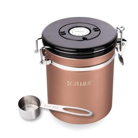 Schramm® Coffee Canister 1500 ml in 10 Colours with Dosing Spoon Height 15 cm Coffee Canisters Stainless Steel Colour: Bronze