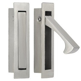 HOMOTEK Recessed Pocket Door Pull Handle, Edge Flush Pull, Hidden Finger Pull, Modern Pocket Hardware for Sliding Door, Size: 80x22x16mm, Stainless Steel 304 (Satin Nickel, 2pack)