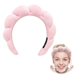 Sponge Headbands, Soft Hair Band for Women and Girls, Fashionable Headband, Thin Hair Accessories, Head Wrap for Spa, Washing, Face, Makeup (Pink)