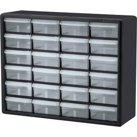 Akro-Mils Black Powder Coated Steel Non-Stackable Bin Cabinet - 6 3/8 in Overall Length - 15 13/16 in Height - 24 Drawer - Lockable - 10124 [PRICE is per EACH]
