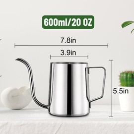 Doseno Small Watering Can for Indoor Plants, Mini Indoor Watering Can with Long Spout and Handle 20 OZ / 600 ml Rust-Proof 304 Stainless Steel Material