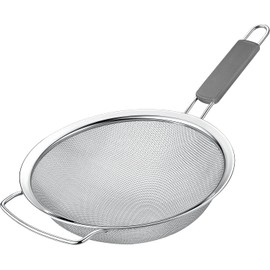 Kafoor 9" Large Extra Fine Mesh Strainer with Thermo Plastic Rubber Handle - Sieve Fine Mesh Stainless Steel - Ideal to Strain Pasta, Quinoa and Rice