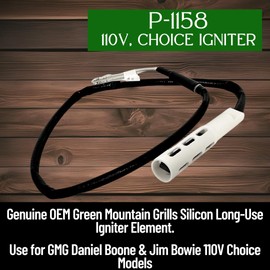 Genuine GMG Silicon Igniter Element, P-1158, 110V for Daniel Boone, Jim Bowie Choice Pellet Grill Models, OEM