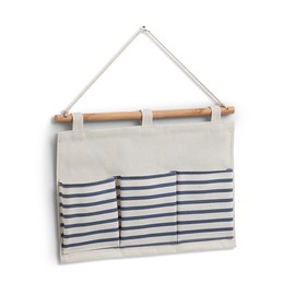 Zeller 14285 Hanging Storage Box Stripes 8 Compartments Cotton / Polyester Blue Approx. 35 x 60 cm