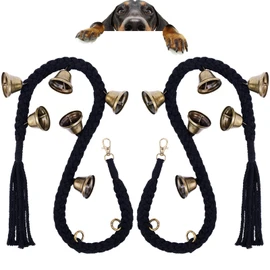 KLOGTSIND 2 Pack Dog Bells for Door Potty Training, Handwoven Cotton Rope Dog Doorbell with 6 Extra Loud Bells, Adjustable Dog Door Bells for Small Medium Large Dogs to Ring to Go Outside