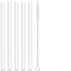 Replacement Straws Compatible with YETI Rambler 18oz Vacuum Insulated Bottle-YETI Rambler Straws Replacement-Accessories Set Include 5 Straws,1 Cleaning Brush
