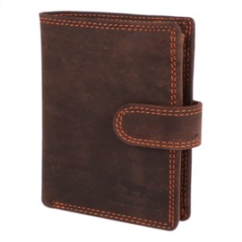MORUCHA Brown Distressed Leather RFID Wallet - Refined Style with Enhanced Security Features | Best Men Gift | M-105-Dark Brown Hunter