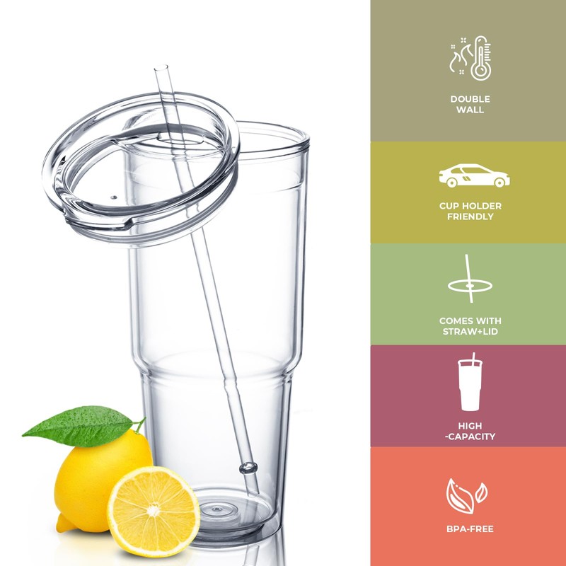 MEWAY 30oz/2 pcs Classic Insulated Tumblers,Double Wall Acrylic Tumbler with