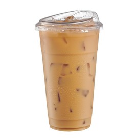 GUSTO Clear Plastic Cups with Lids [24 oz - 100 Count - Disposable Iced Coffee Drink Cups with Strawless Sip Lids for Smoothies, Juices, and More - (Formerly Comfy Package)