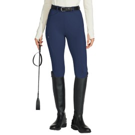 Willit Women's Horse Riding Pants Full Seat Silicone Equestrian Breeches Horseback Schooling Tights Zipper Pockets Navy Blue L