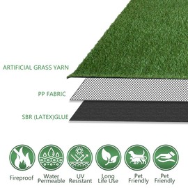 Petgrow Artificial Turf Synthetic Grass 1 X 96 Feet,Fake Faux Grass Rug 0.8" Pile Height Fake Lawn Indoor Outdoor Realistic Turf,4-Tone/Soft, with Drainage Holes & Rubber Backing/Custom Size