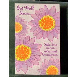 Unbranded Get Well Soon Greeting Card Beautiful Purple Flowers Healing Thoughts
