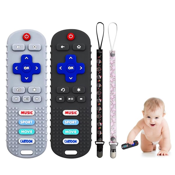 2-Pack Baby Remote Control Teether Toy for Babies 6-36 Months