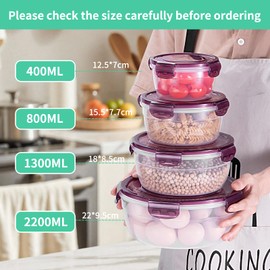 Novasteel 4-Piece BPA-Free Plastic Food Storage Containers Set (S/M/L/XL) with Airtight Lids, Leakproof, Microwave & Dishwasher Safe, Stackable Meal Prep Containers for Lunch, Leftovers & Organizing