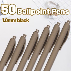 Wiaziert BallPoint Pens, 50 Pack (BLACK Ink),Bulk Pens, Brown Coffee Barrel,Click Pens for Office Home and School, Retractable Ballpoint Pens, Medium Point, 1.00MM (Brown/Coffee)