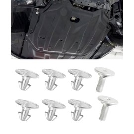SCUARI Engine Splash Shield Skid Plate Screws,Car Accessories Automotive Clips,Lower Cover Pin Screws and Clips,Car Engine Cover Pin Bolts Kit,Replacement 90674-TY2-A01 90105-TBA-A00 (8PCS)