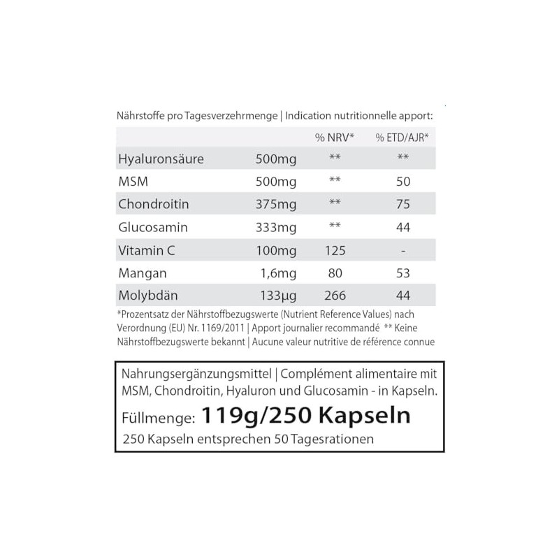 Get UP® Glucosamin Chondroitin MSM Komplex mit Hyaluronsäure | +