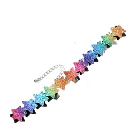 Rainbow Heart Stars Butterfly Choker Necklace Gothic Y2k Colorful Heart Necklace for Women Adjustable Classic Collar Necklaces Pride Month Jewelry, Metal, Agate
