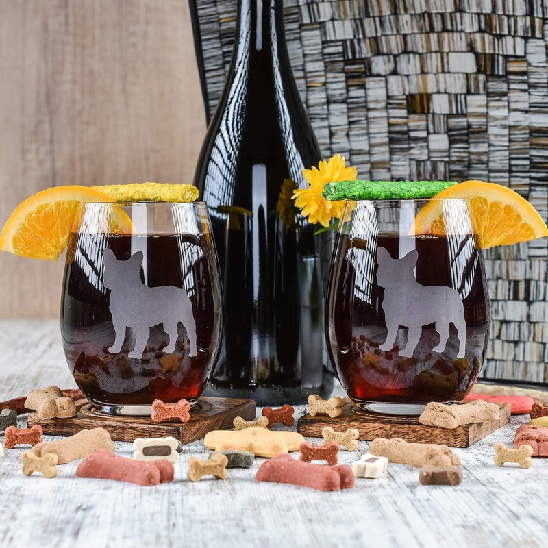 French Bulldog Wine Glasses (Set of 2) | Unique for
