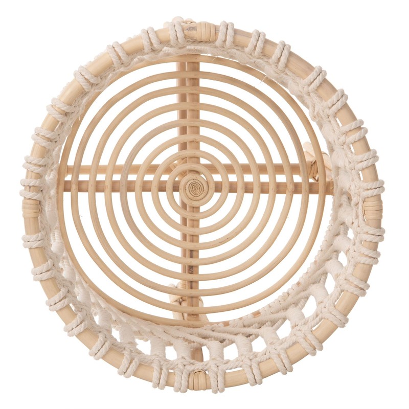 Kouboo Round Rattan Planter Stand with Handmade White Cotton Rope