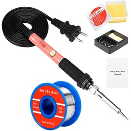 Soldering Iron Kit, 60W Soldering Iron with Ceramic Heater, 4-in-1 Adjustable Temperature Soldering Welding Iron Kit for any Hobby Enthusiast 110V US Plug