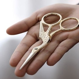 Pack of 2 Embroidery Scissors, Sharp Embroidery Scissors, Vintage Scissors, Colourful Stainless Steel, Crane Shape Scissors, for Sewing, Crafts, Embroidery, Gold