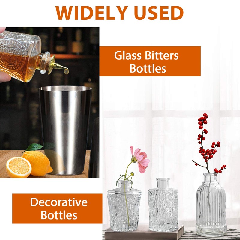 LINALL Bitters Bottle Set - Syrup Bottles with Stainless Steel