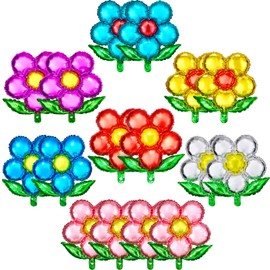 Skylety 16 Pieces Flower Foil Balloons 18 Inch Beautiful Floral Balloons Colorful Flower Shaped Balloons for Wedding Birthday Holiday Party Decorations, Random Color, Can't Float