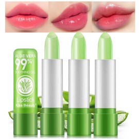 BINGBRUSH 3 Pcs Aloe Vera Color Changing Lipstick,Long Lasting Lip Care Nutritious Plumper Lip Balm Moisturizer Magic Temperature Color Change Lip Gloss Matte Makeup(3 Pcs)­