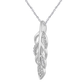 Prime and Pure 1/10 Carat tw Cubic Zirconia Lucky Feather Charm Angel Wing Necklace Pendant in 925 Sterling Silver Jewelry