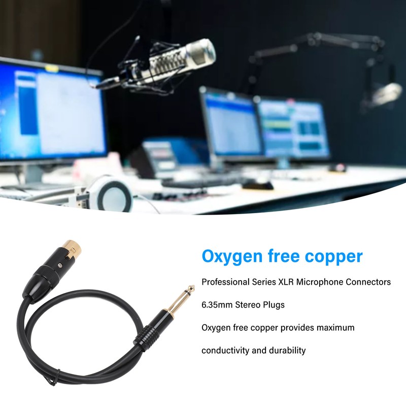 XLR Female to 6.35mm Mono Male Cable Gold Plated Connector