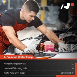 A-Premium Engine Water Pump [V8 6.0L] Compatible with Ford, IC Corporation, International Harvester - F750, F650, 3300 Chassis, CE Commercial, 3200, 4200, MXT, RXT & More