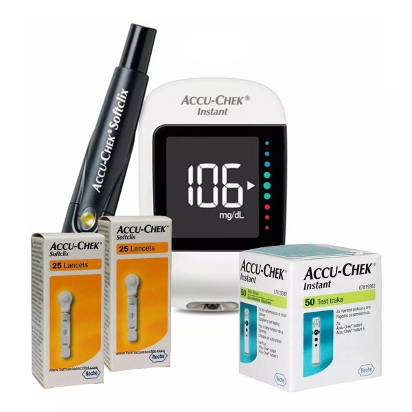 Accu-chek Instant Glucómetro Con 50 Tiras Y 50 Lancetas