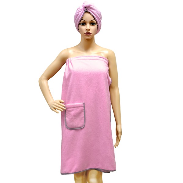 POLYTE Quick Dry Microfibre Bath Towel Body Wrap for Women with Hair Towel Wrap, One Size (Pink)